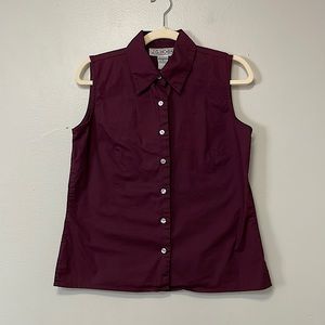 Dark purple button down blouse. Sz 8